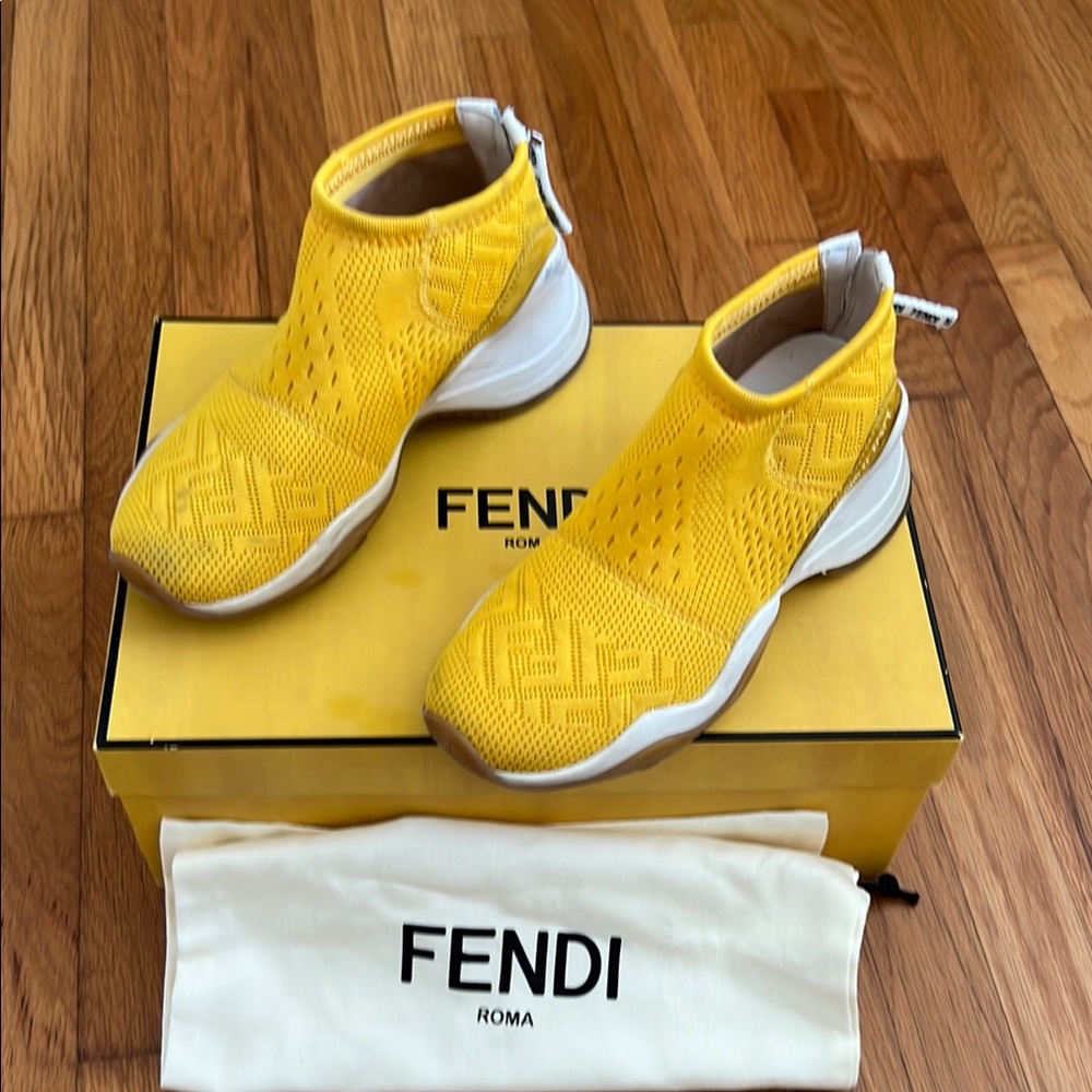 Fendi FF Monogram Limited Edition Fluo Yellow Sneakers